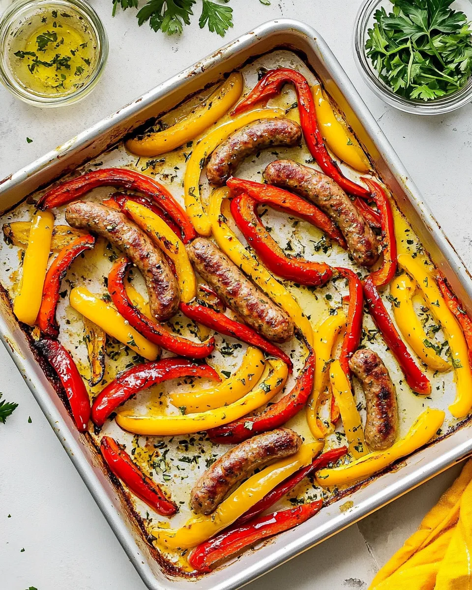 Easy Sheet Pan Sausage and Peppers recipe photo