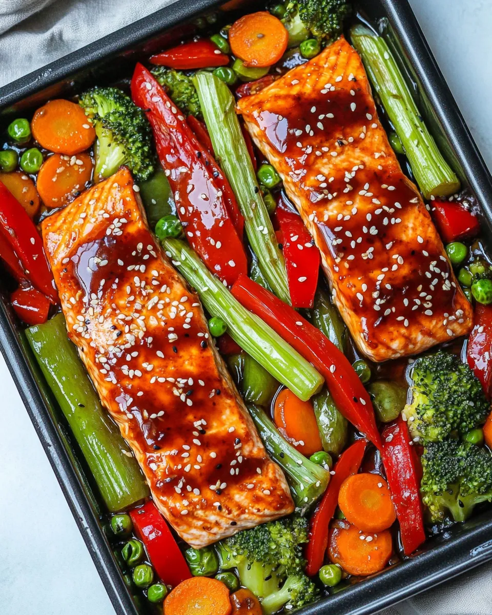 Quick Sheet Pan Teriyaki Salmon & Veggies shot