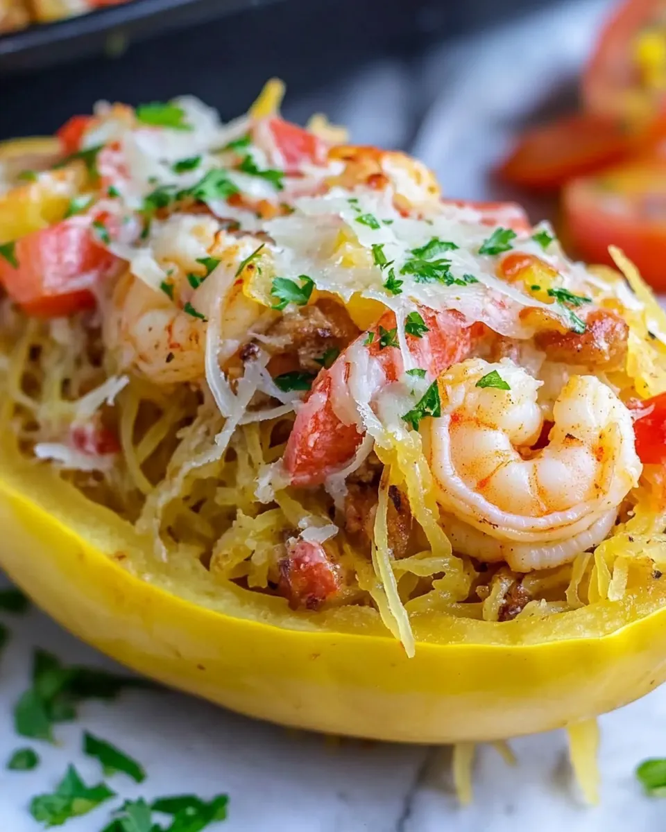 Delicious Shrimp Fajita Stuffed Spaghetti Squash shot