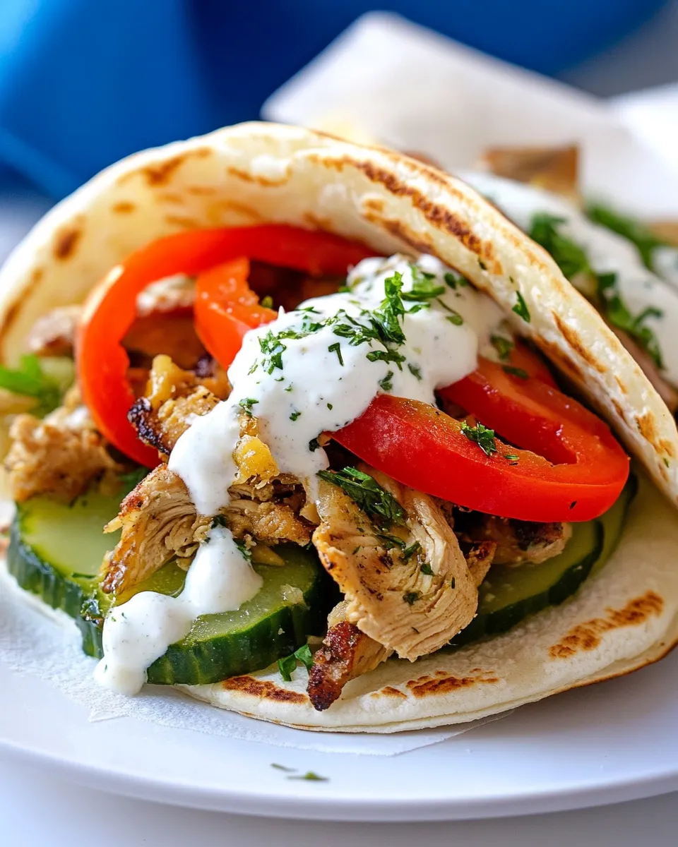 Delicious Slow Cooker Chicken Gyros shot