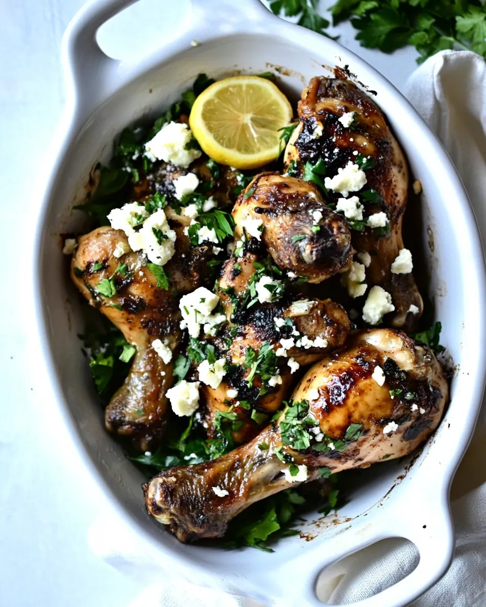Delicious Slow Cooker Lemon Feta Chicken Drumsticks shot