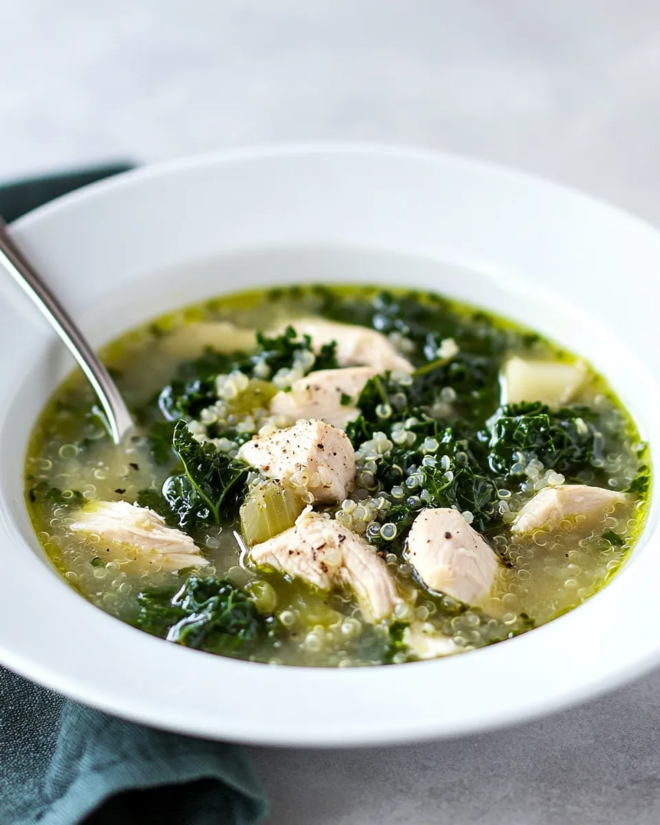 Homemade Slow Cooker Quinoa, Chicken and Kale Soup photo