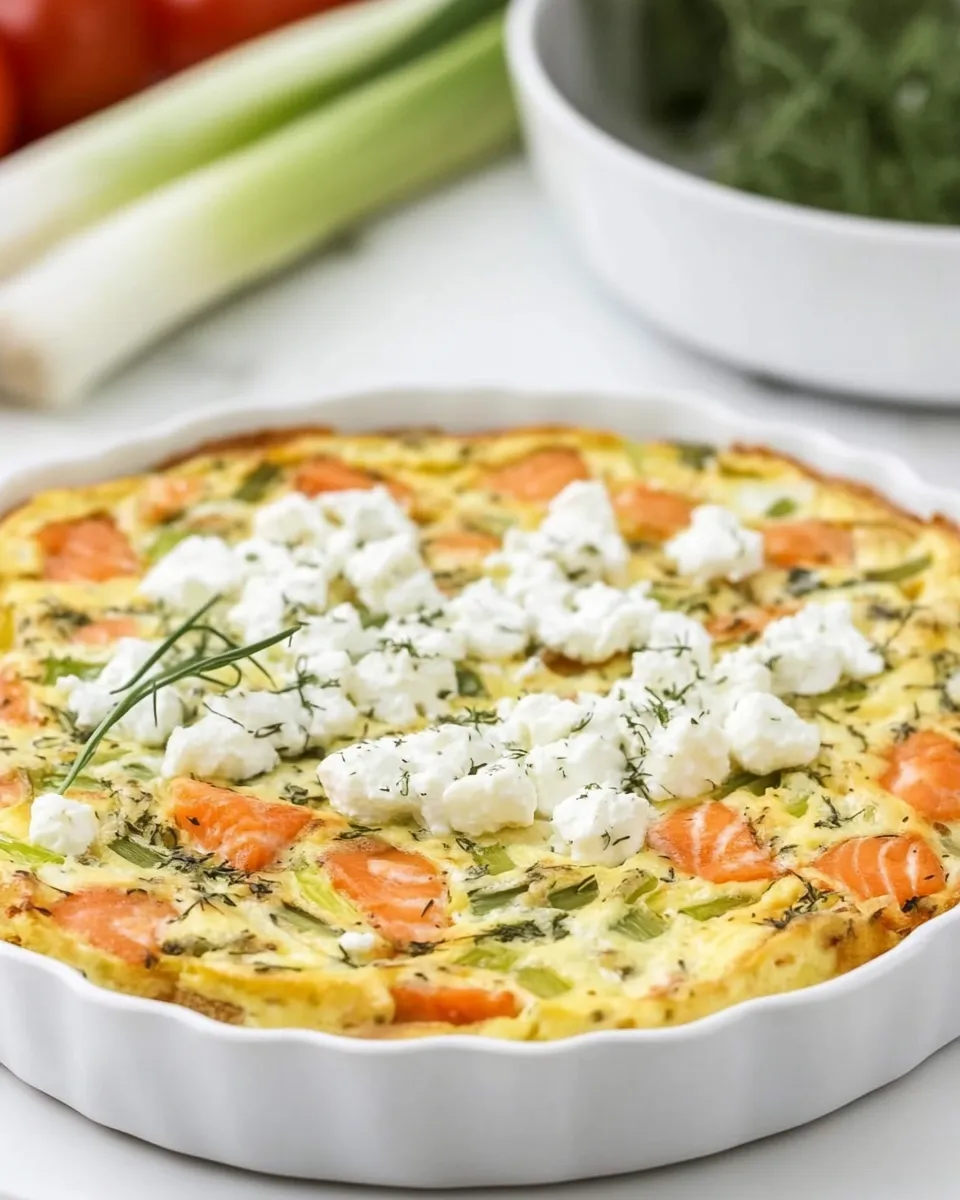 Easy Smoked Salmon Frittata with Goat Cheese and Leeks recipe photo