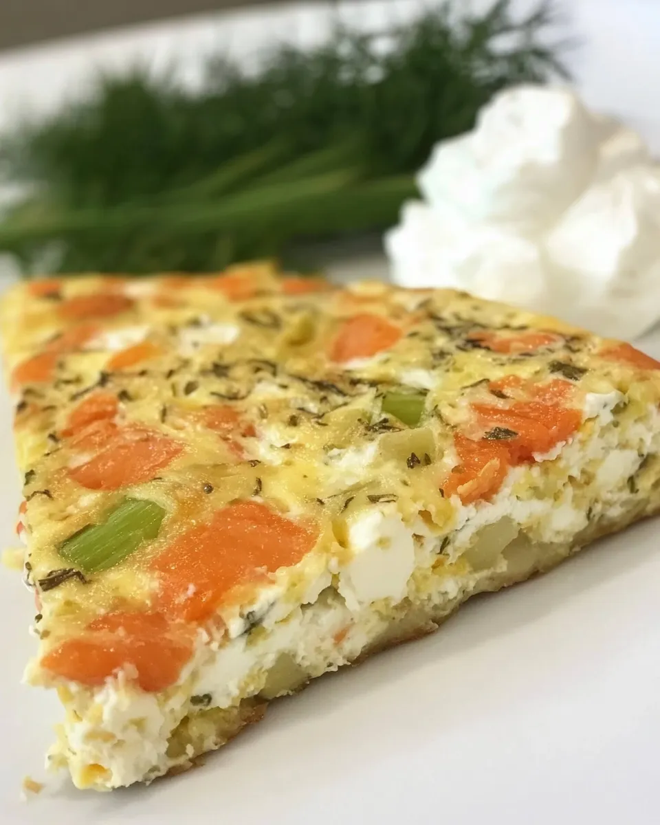 Delicious Smoked Salmon Frittata with Goat Cheese and Leeks shot