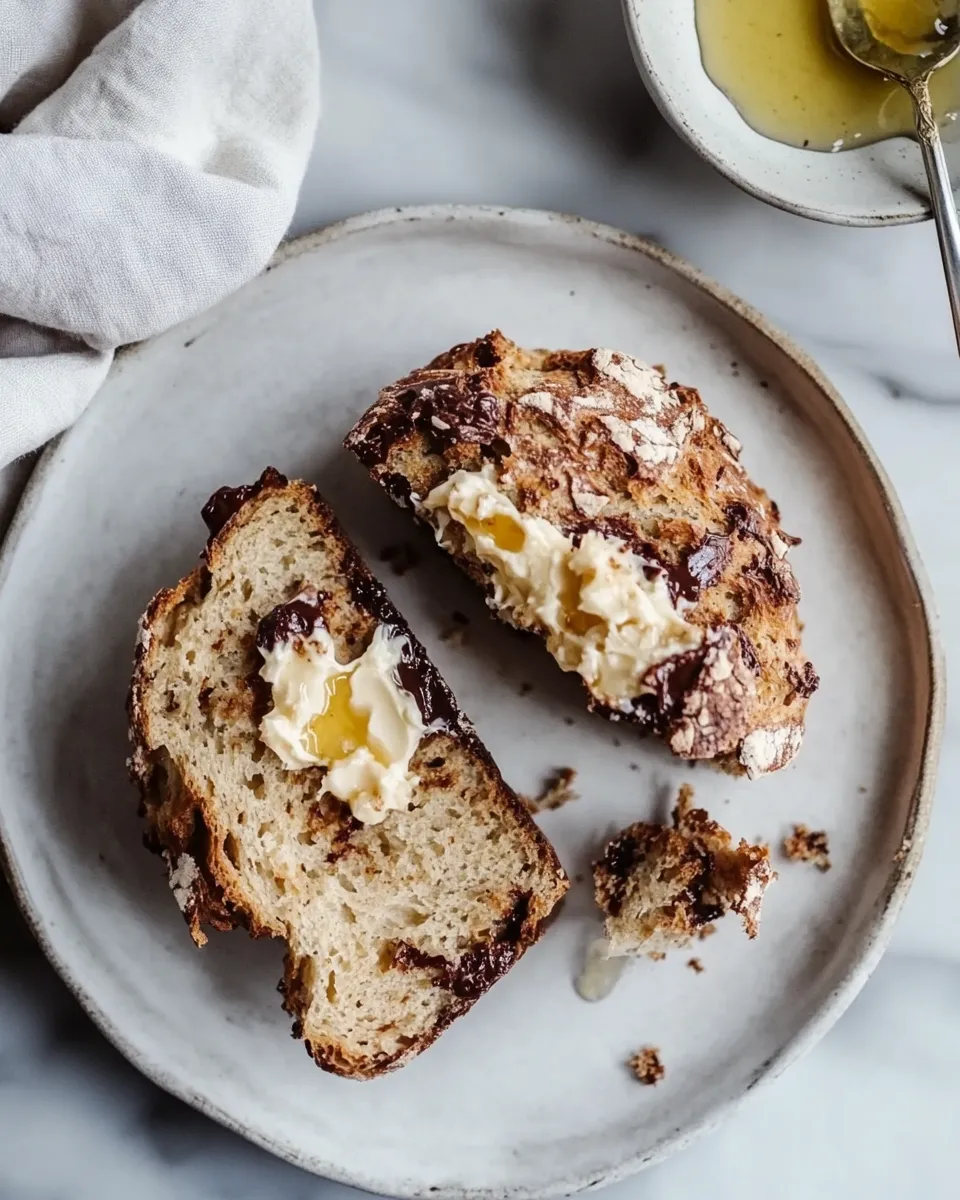 Perfect Soda Bread with Milk Chocolate and Salted Honey Butter. photo