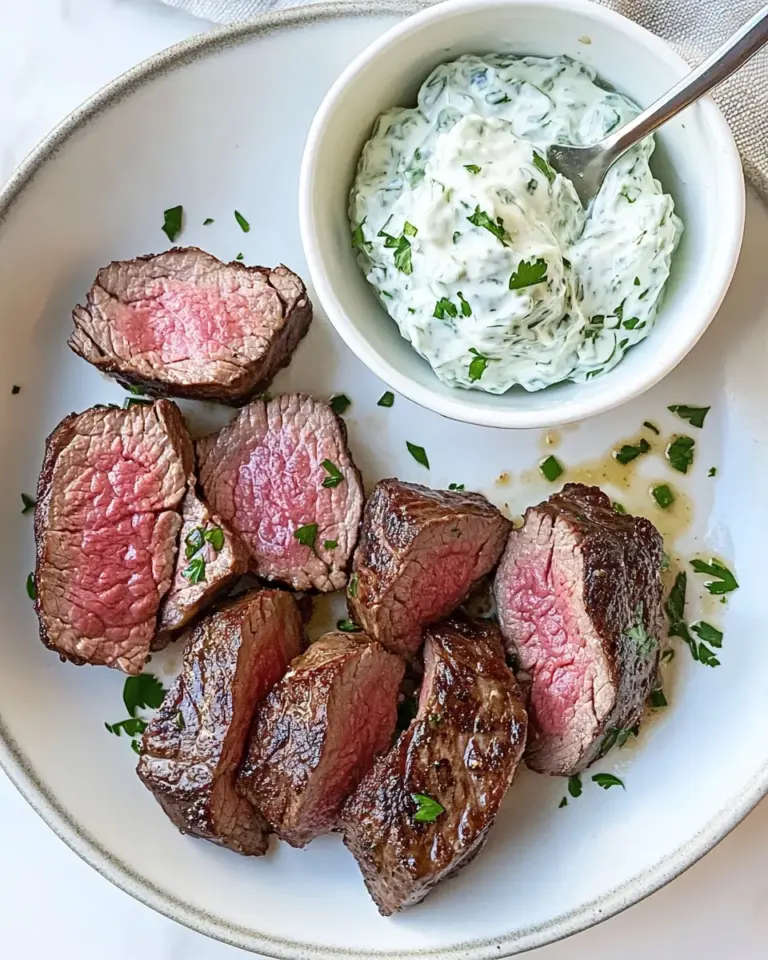Homemade Sous Vide Filet Mignon (Medium Rare) With Tzatziki Sauce photo