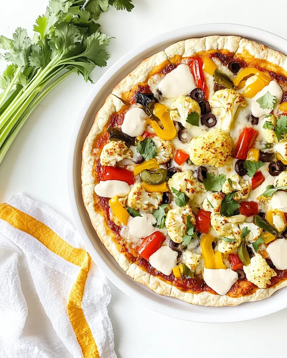 Healthy Southwestern Roasted Cauliflower Pizza dish photo