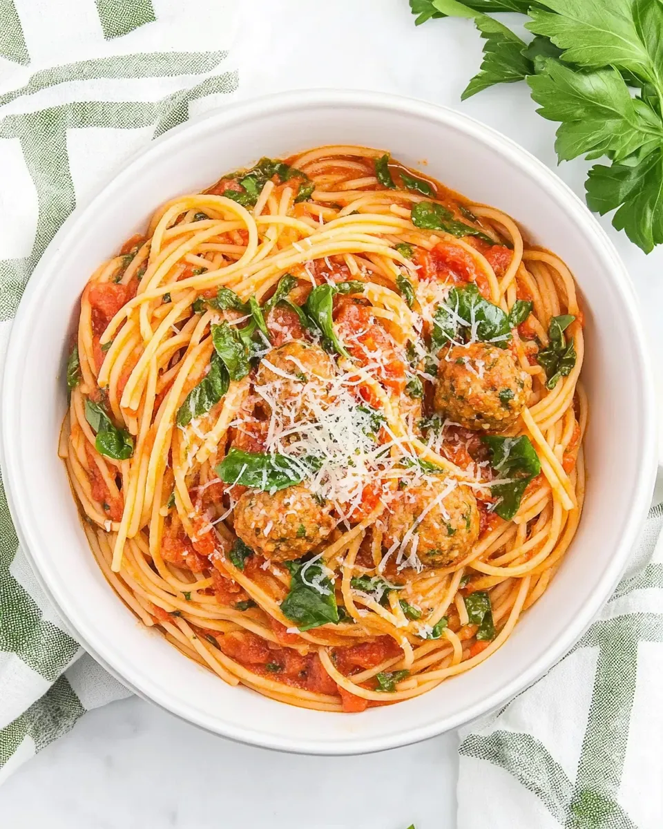 Classic Spaghetti with Turkey Meatballs in Spicy Tomato Sauce image