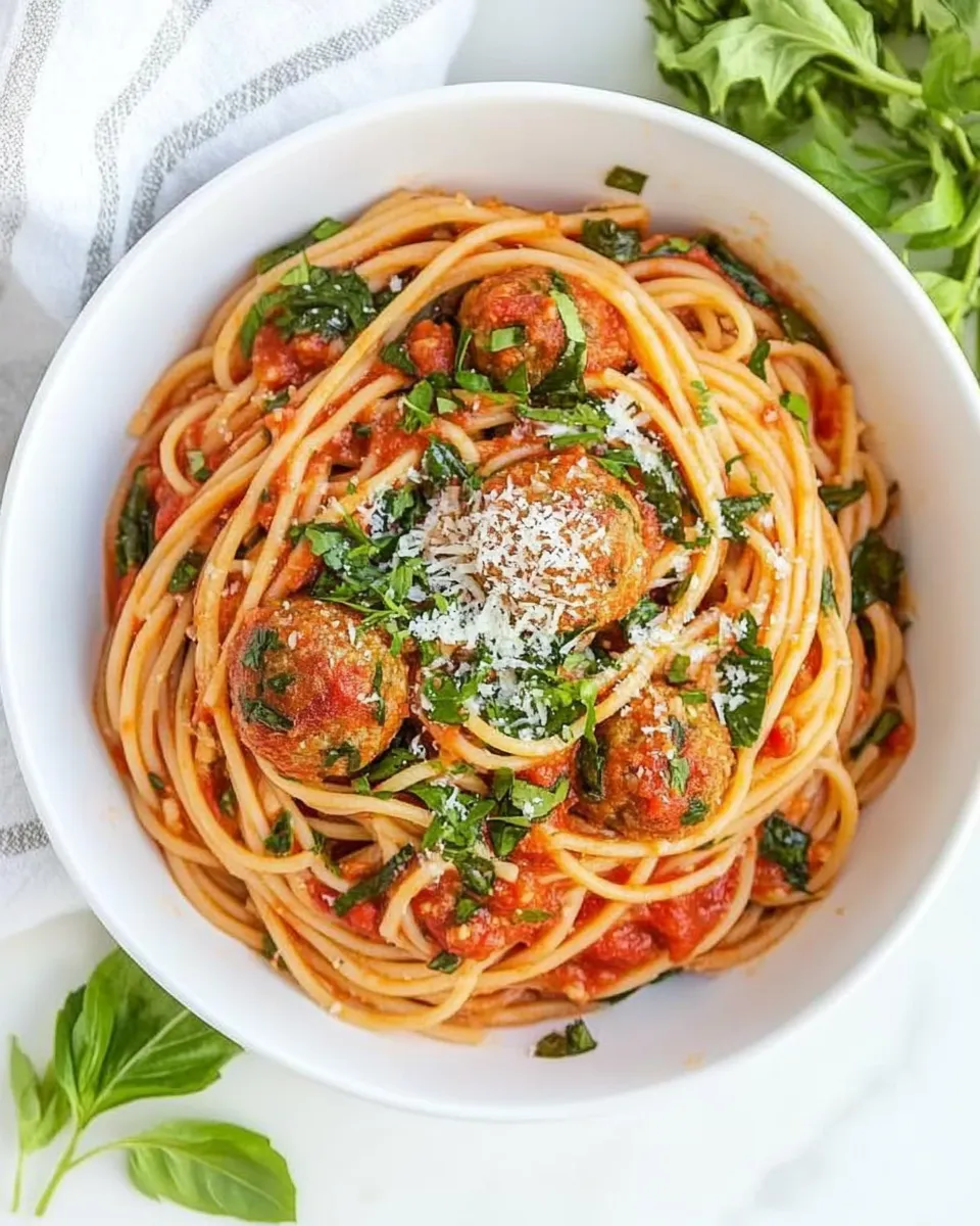 Easy Spaghetti with Turkey Meatballs in Spicy Tomato Sauce recipe photo