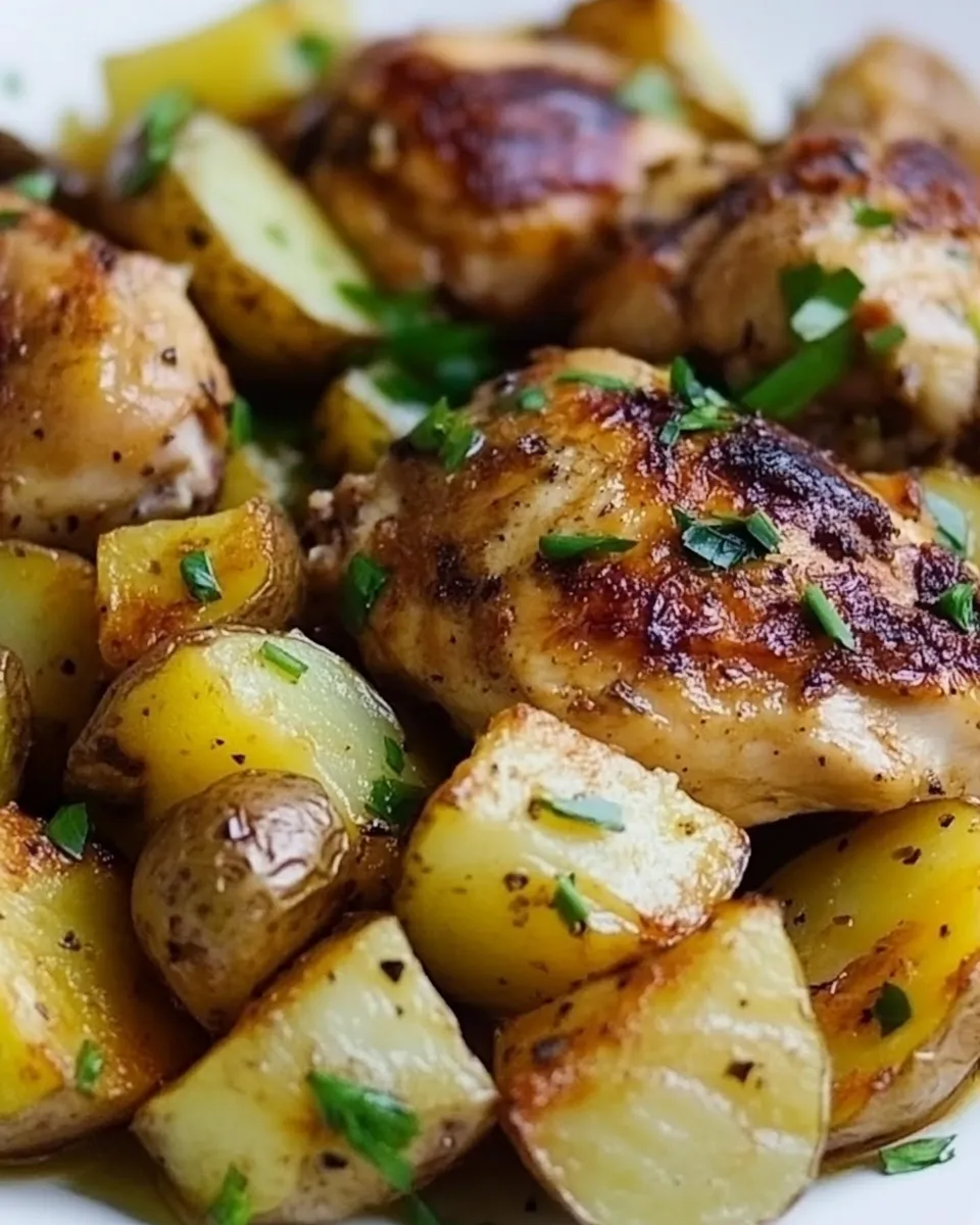 Delicious Spanish Chicken and Potatoes food shot