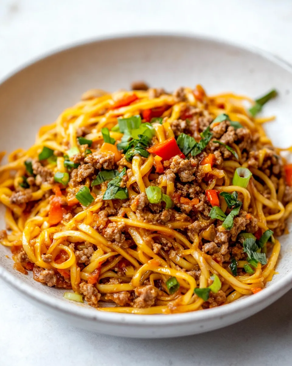 Healthy Spicy Hearts of Palm Noodle Stir Fry with Ground Chicken recipe photo