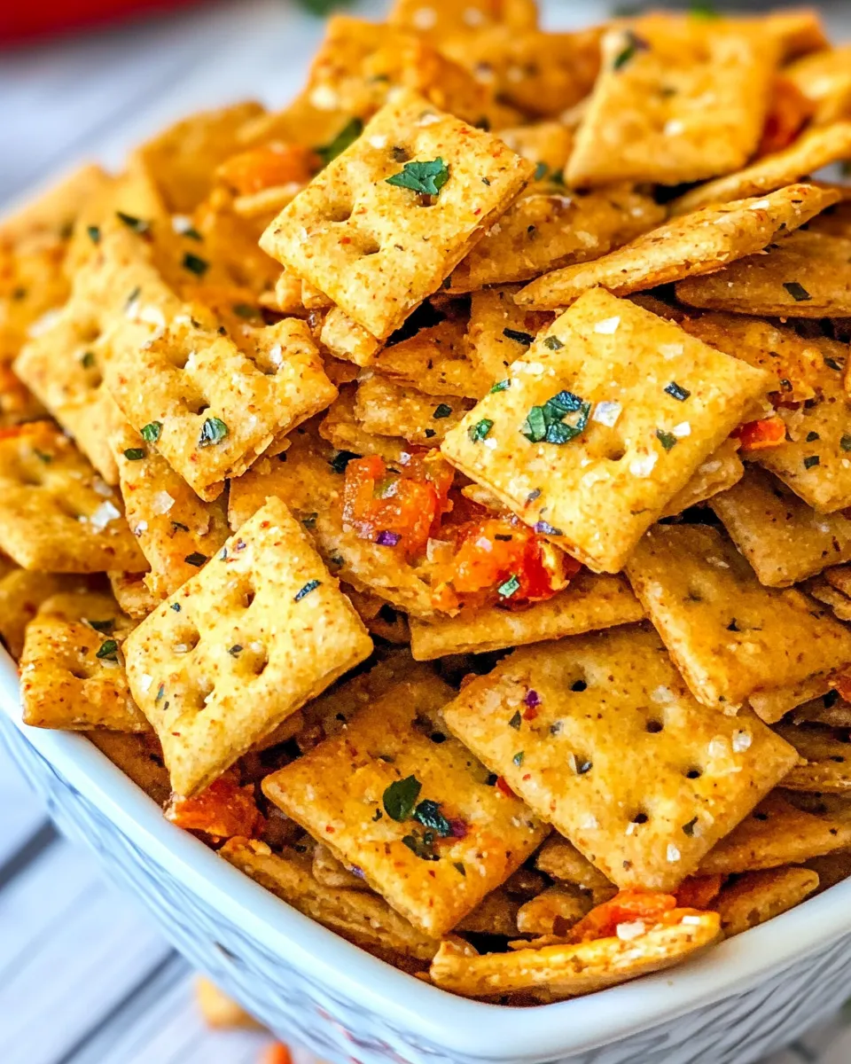 Delicious Spicy Snack Crackers shot