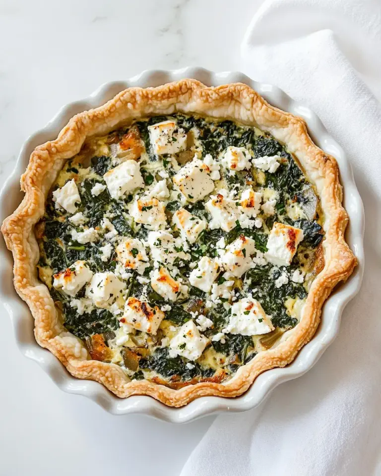 Homemade Spinach Caramelized Onion and Feta Quiche photo