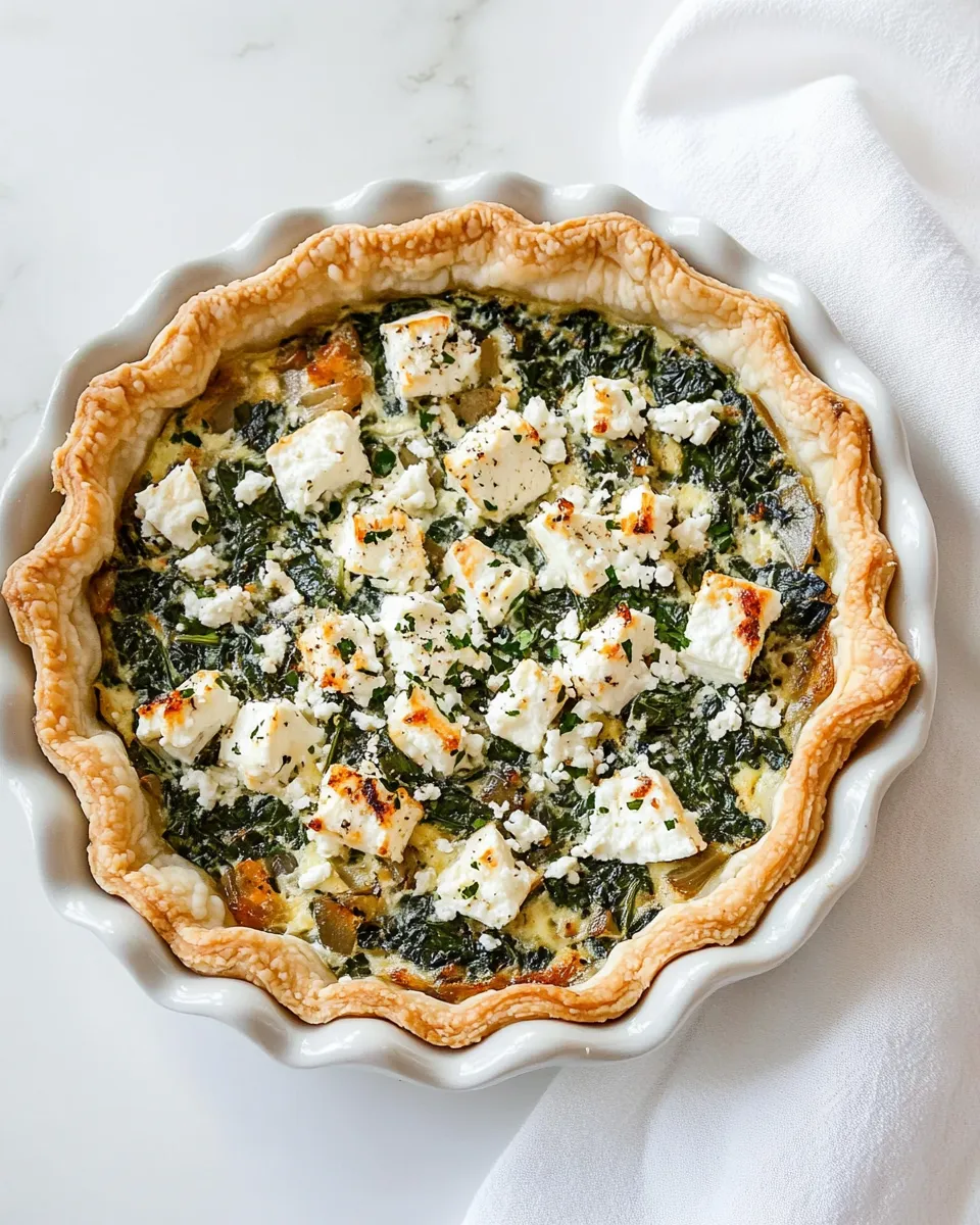 Homemade Spinach Caramelized Onion and Feta Quiche photo