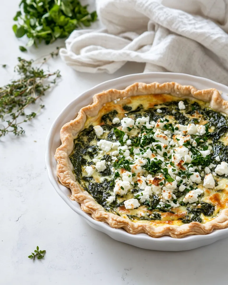 Delicious Spinach Caramelized Onion and Feta Quiche image