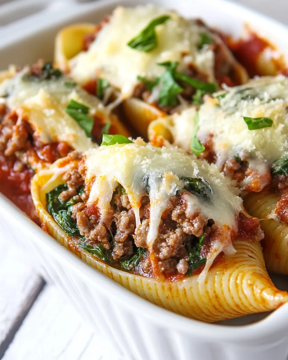 Classic Spinach and Ground Beef Stuffed Shells image