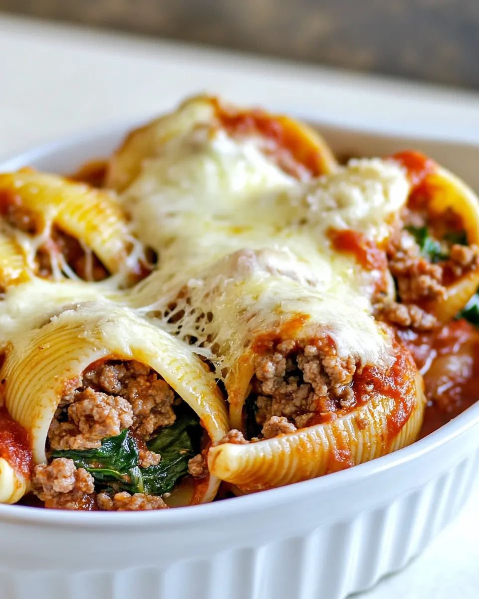 Easy Spinach and Ground Beef Stuffed Shells recipe photo