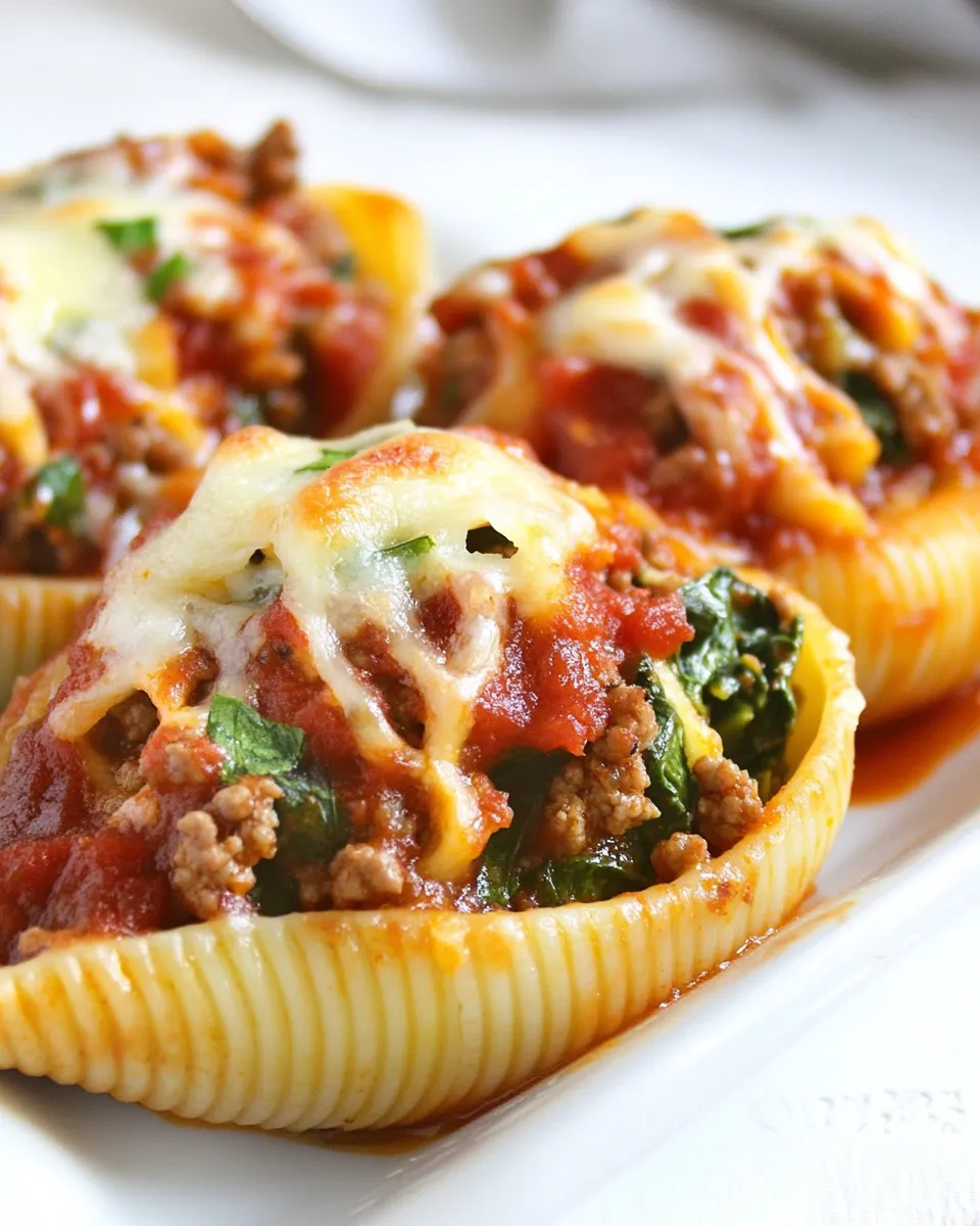 Delicious Spinach and Ground Beef Stuffed Shells shot