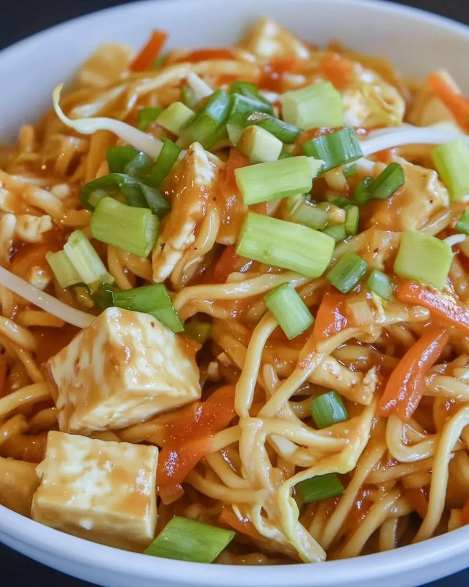 Delicious Sriracha Noodles with Tofu image