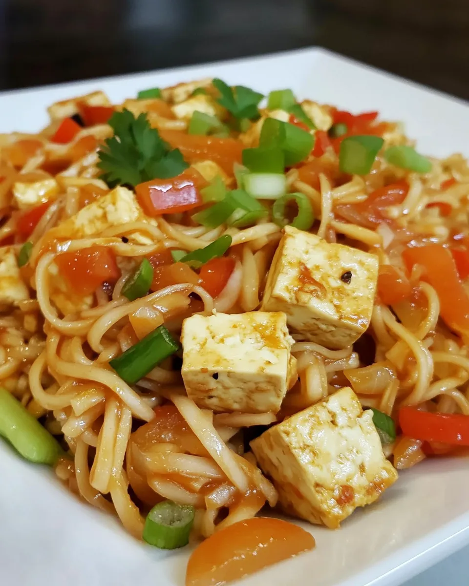 Easy Sriracha Noodles with Tofu recipe photo