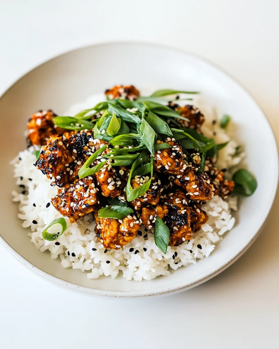 Delicious Sticky Ginger Tempeh with Coconut Rice image
