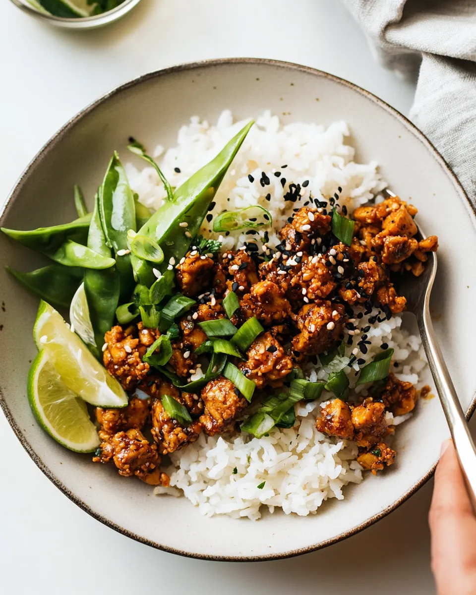 Easy Sticky Ginger Tempeh with Coconut Rice recipe photo