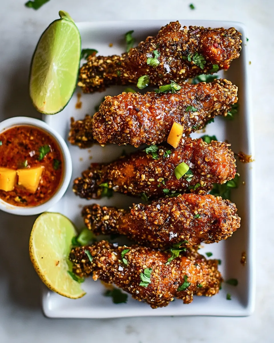 Fresh Sticky Mango Curry Oven Baked Boneless Wings. food shot