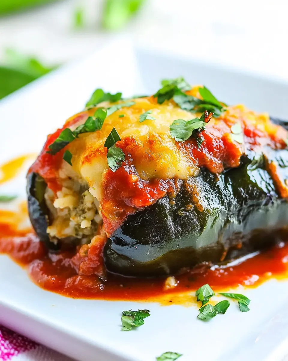 Homemade Stuffed Poblanos with Red Sauce photo