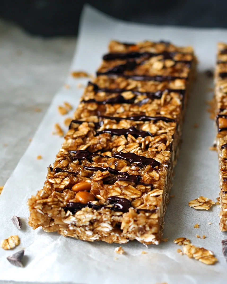 Easy Sweet and Salty Chocolate Peanut Butter Granola Bars recipe photo