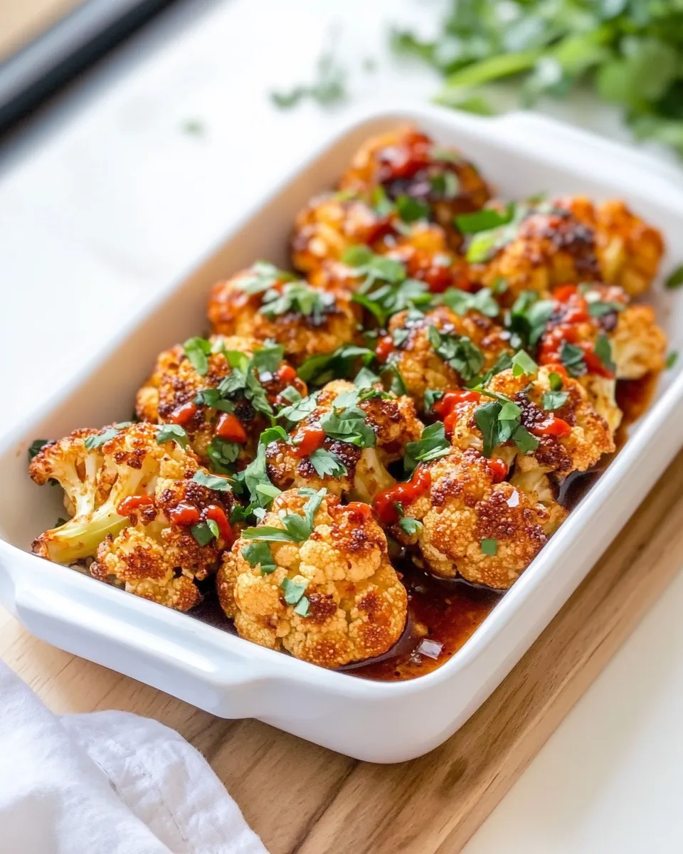 Homemade Sweet and Spicy Roasted Cauliflower. recipe image