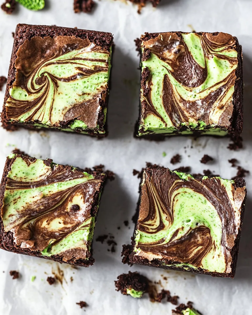 Delicious Swirled Mint Cream Cheese Brownies image