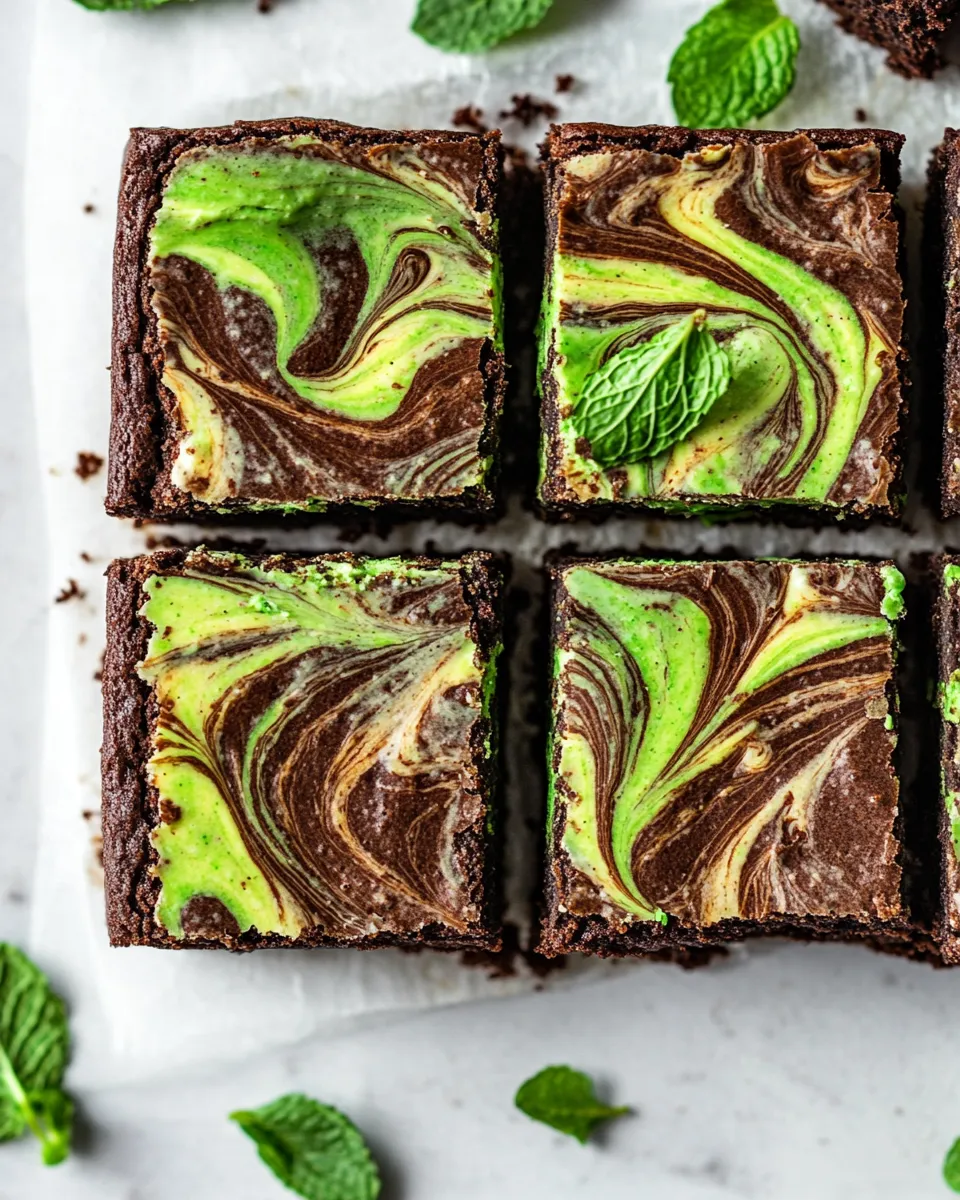 Easy Swirled Mint Cream Cheese Brownies recipe photo
