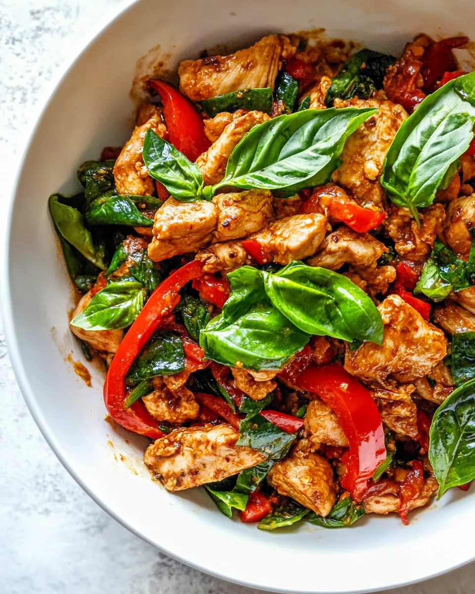 Delicious Thai Basil Chicken shot