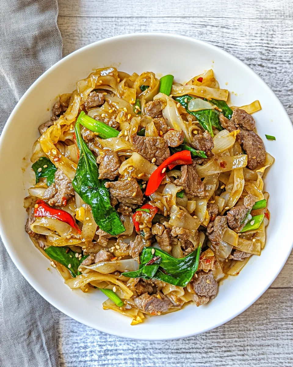 Savory Thai Beef Drunken Noodles recipe photo