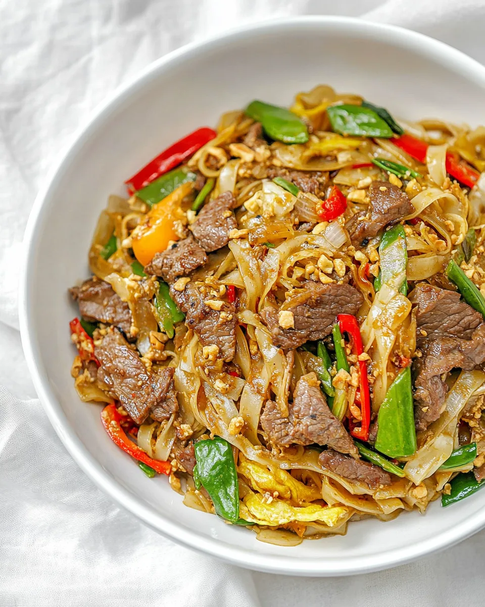Quick Thai Beef Drunken Noodles dish photo
