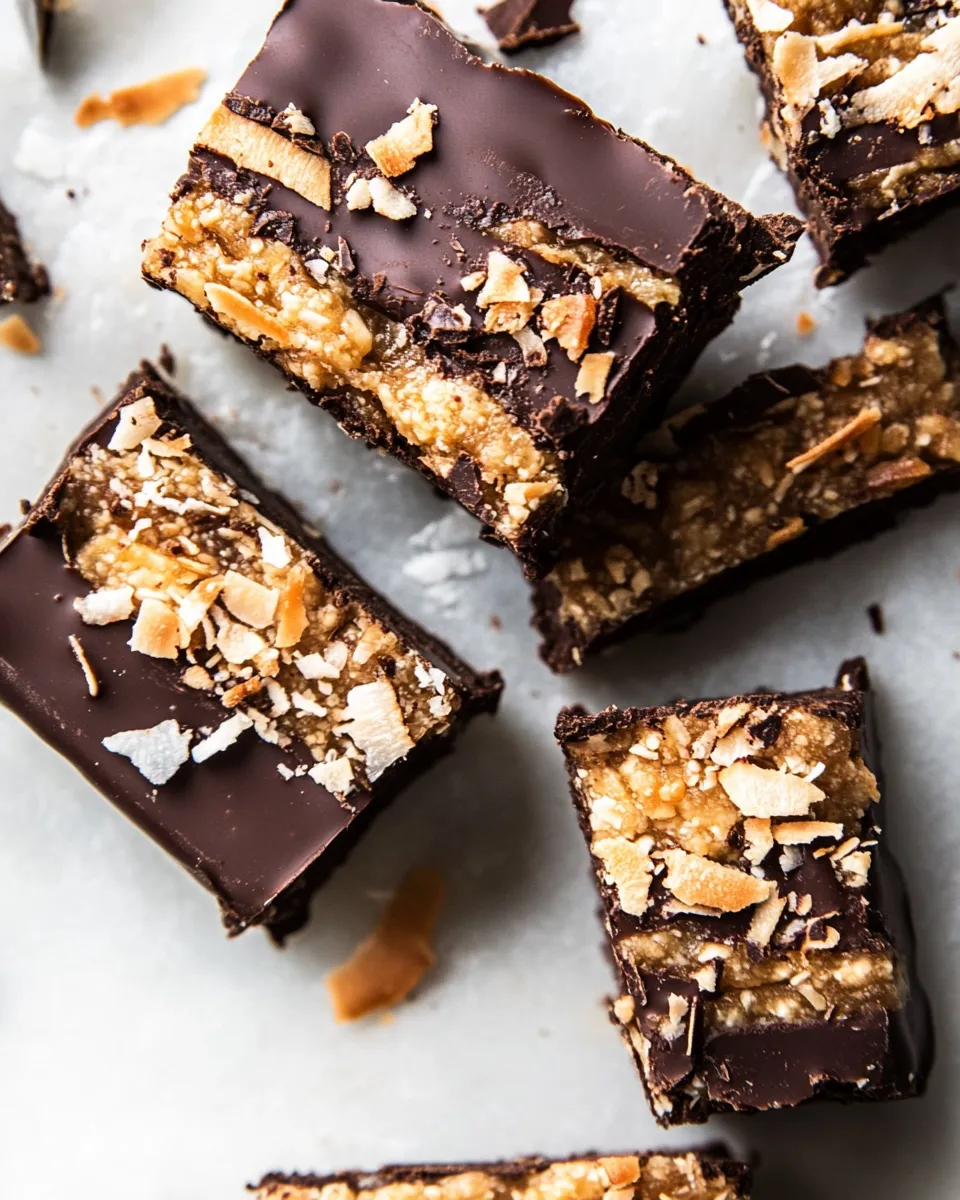 Savory Toasted Coconut Chocolate Bars. recipe image