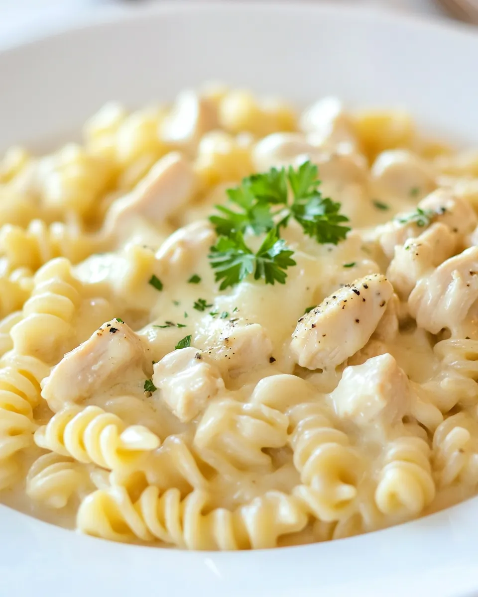 Easy Triple Cheddar Chicken Pasta dish photo