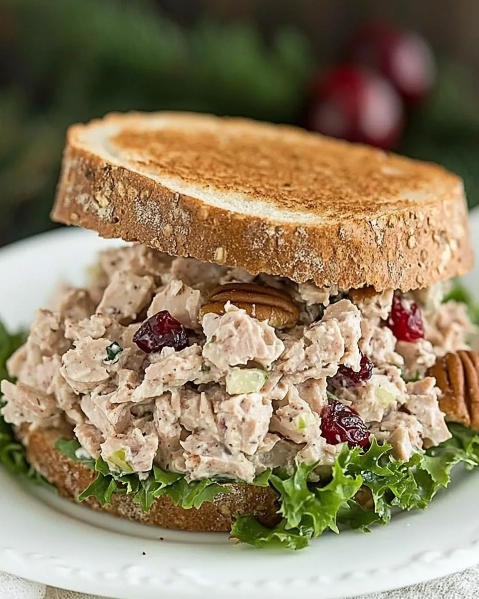 Delicious Tuna, Cranberry, Pecan Salad Sandwich shot