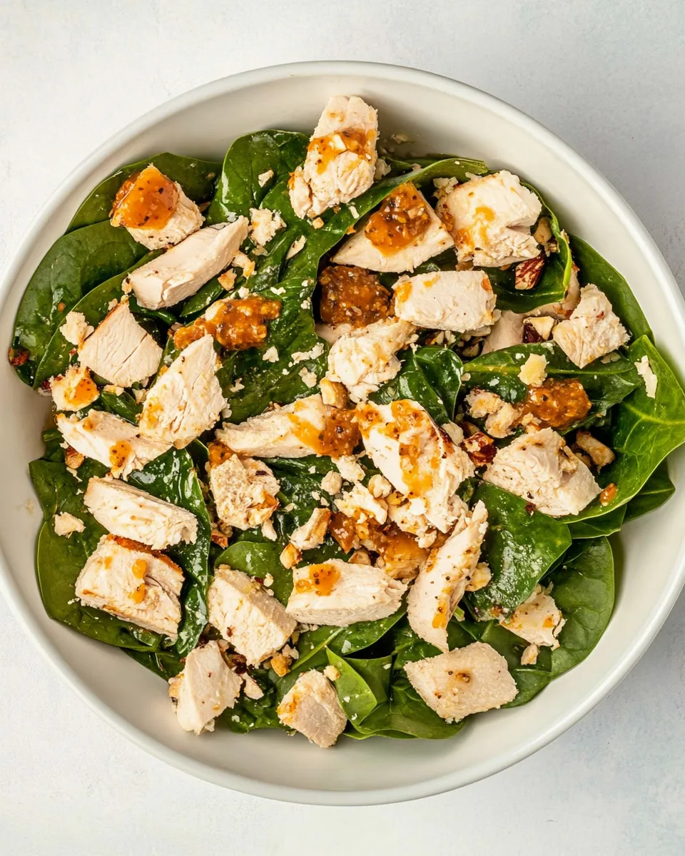 Quick Turkey Spinach Salad with Chutney Vinaigrette dish photo