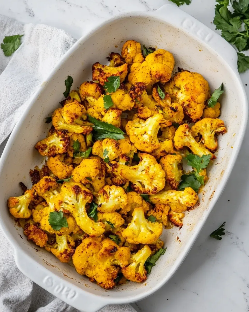 Delicious Turmeric Roasted Cauliflower (Vegan, Paleo, Keto) image