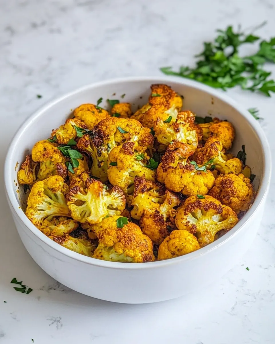 Healthy Turmeric Roasted Cauliflower (Vegan, Paleo, Keto) recipe photo