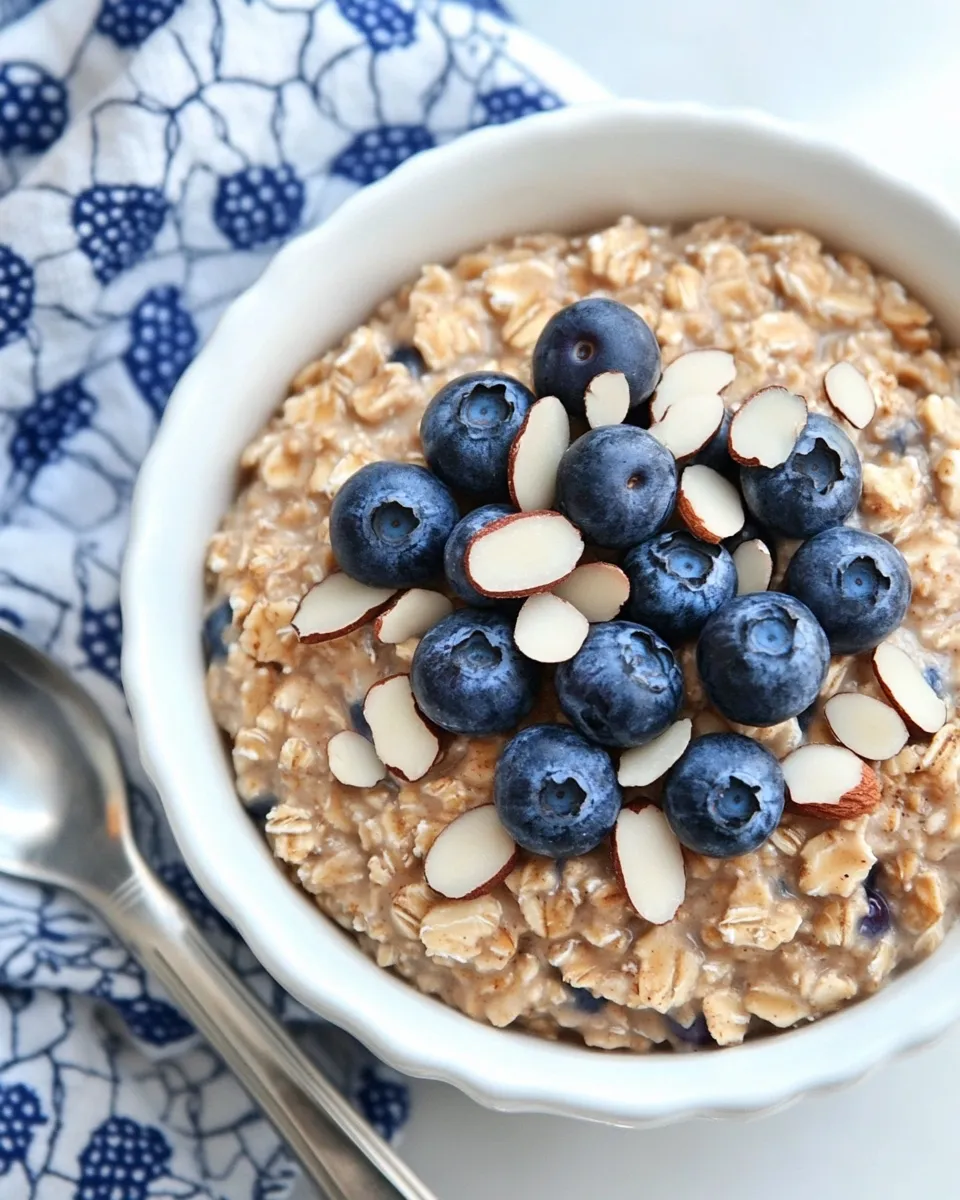 Easy Vanilla Almond Oatmeal with Blueberries recipe photo