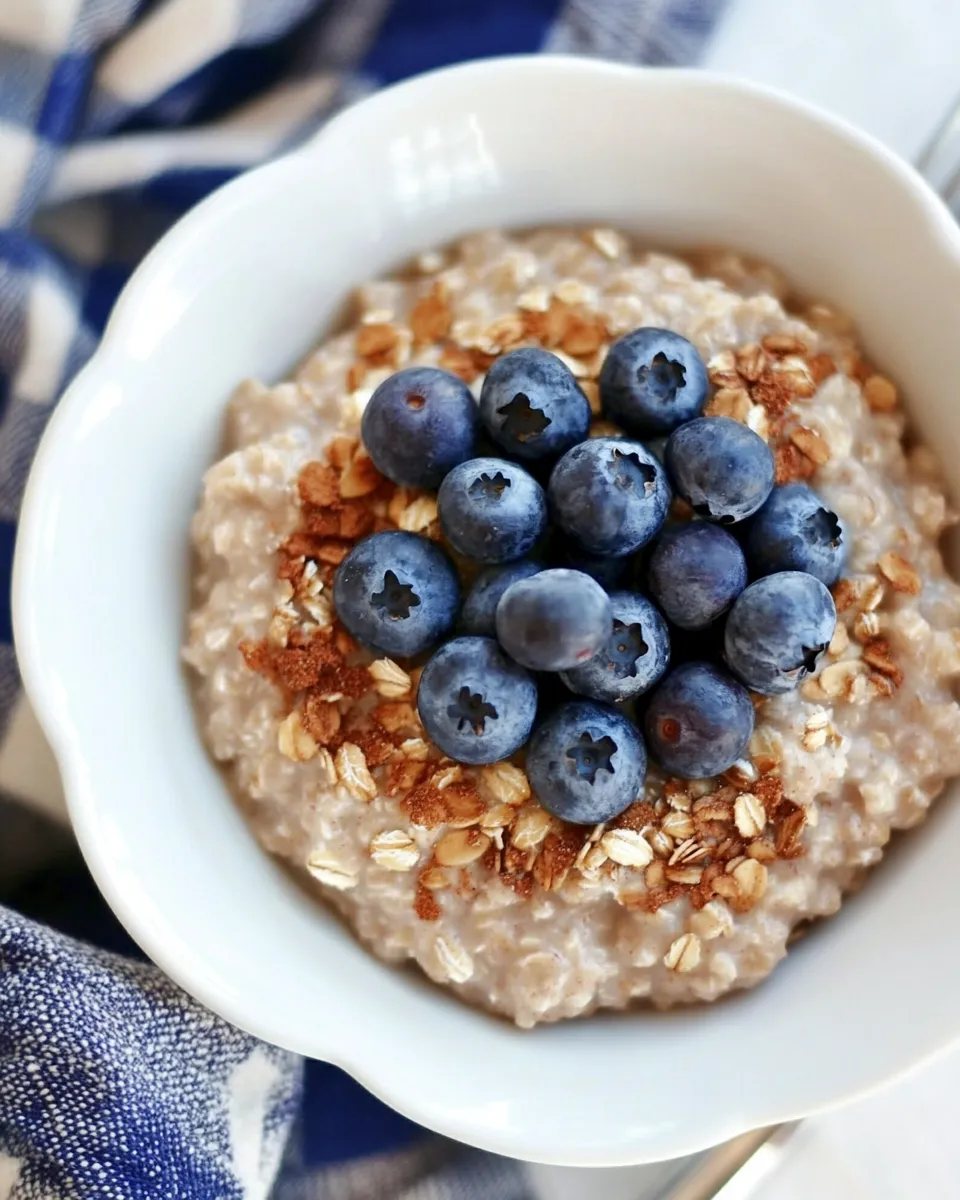 Delicious Vanilla Almond Oatmeal with Blueberries shot