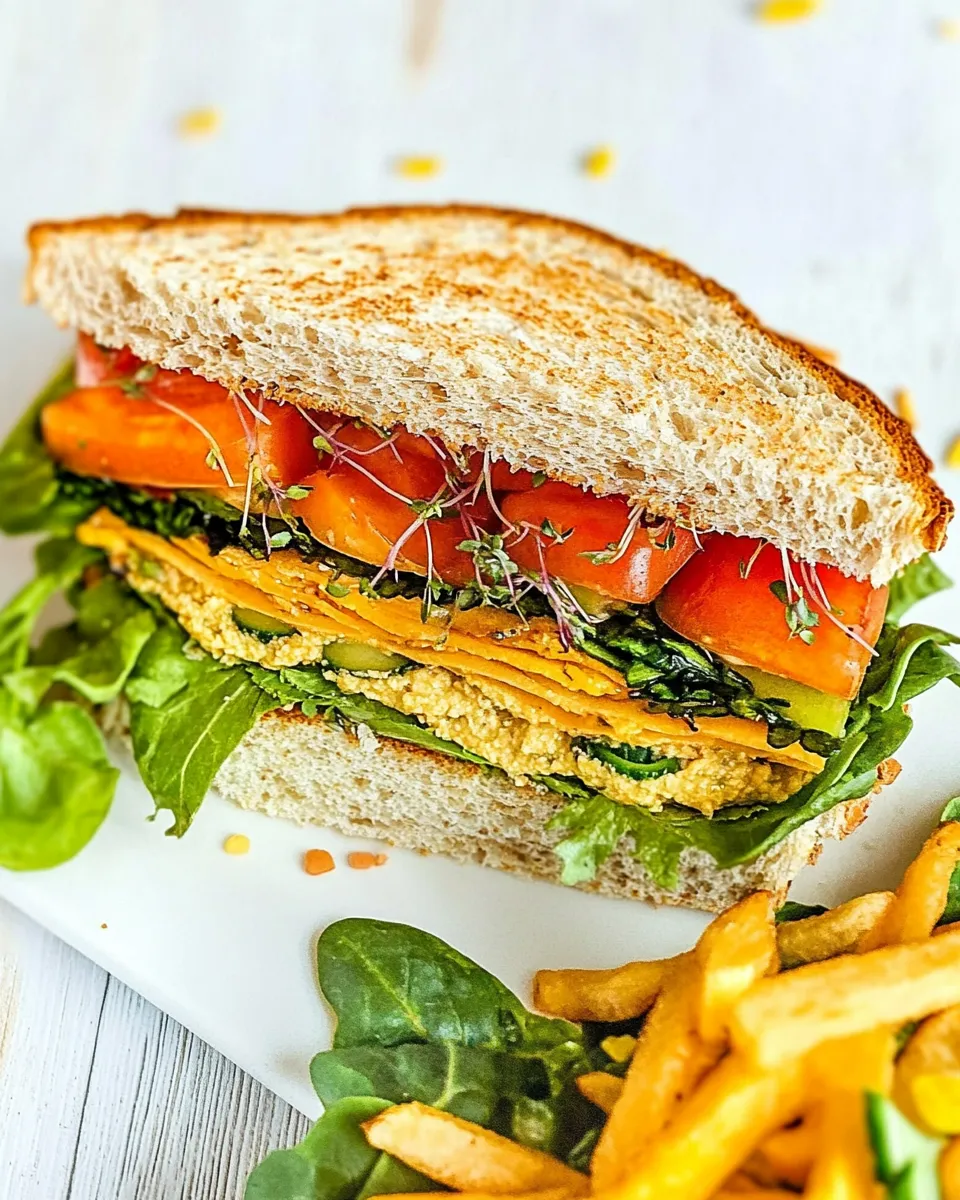 Delicious Veggie And Hummus Sandwich shot