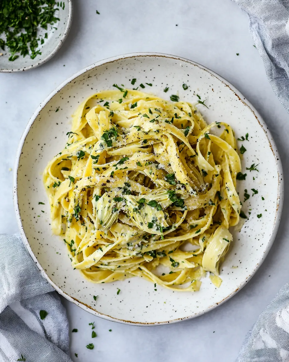 Quick Weeknight Pasta with Artichoke Sauce. recipe photo