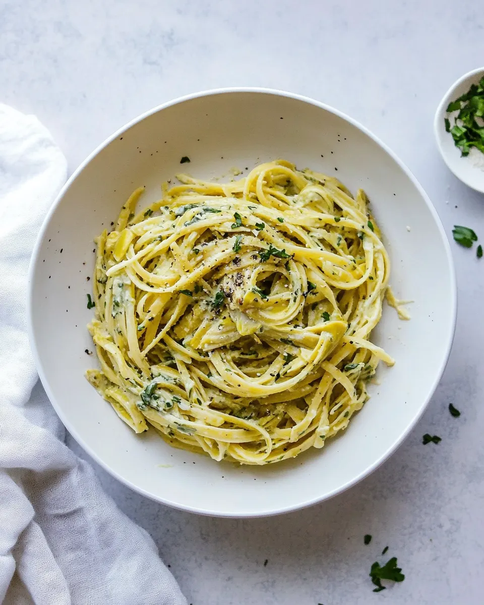 Homemade Weeknight Pasta with Artichoke Sauce. dish photo