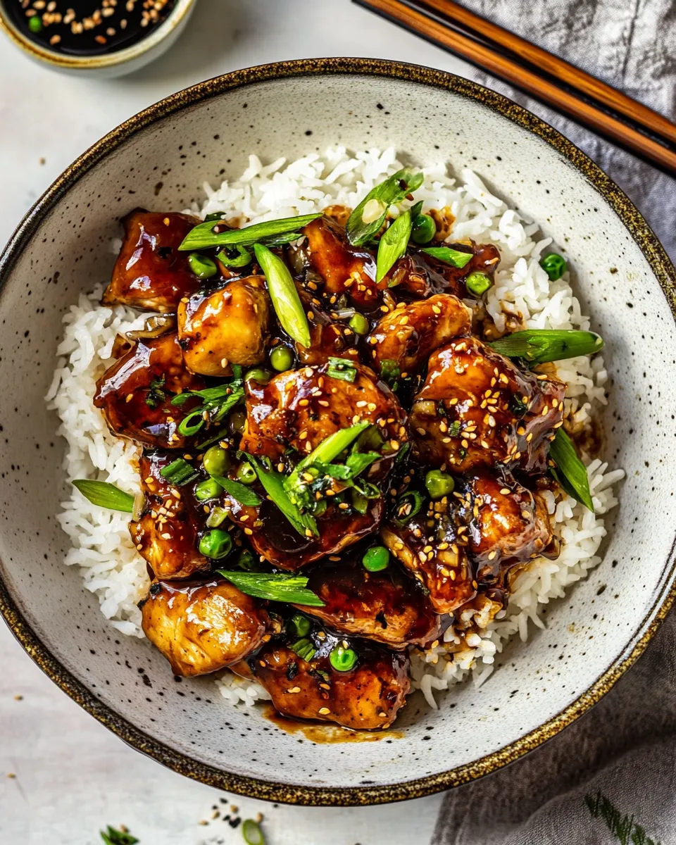 Simple Weeknight Sesame Teriyaki Chicken with Ginger Rice. photo