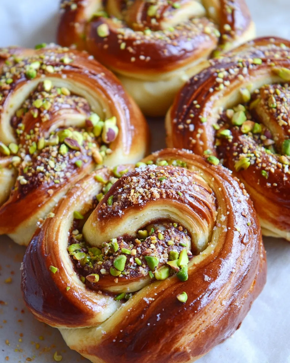 Tasty White Chocolate & Pistachio Babka Rolls shot