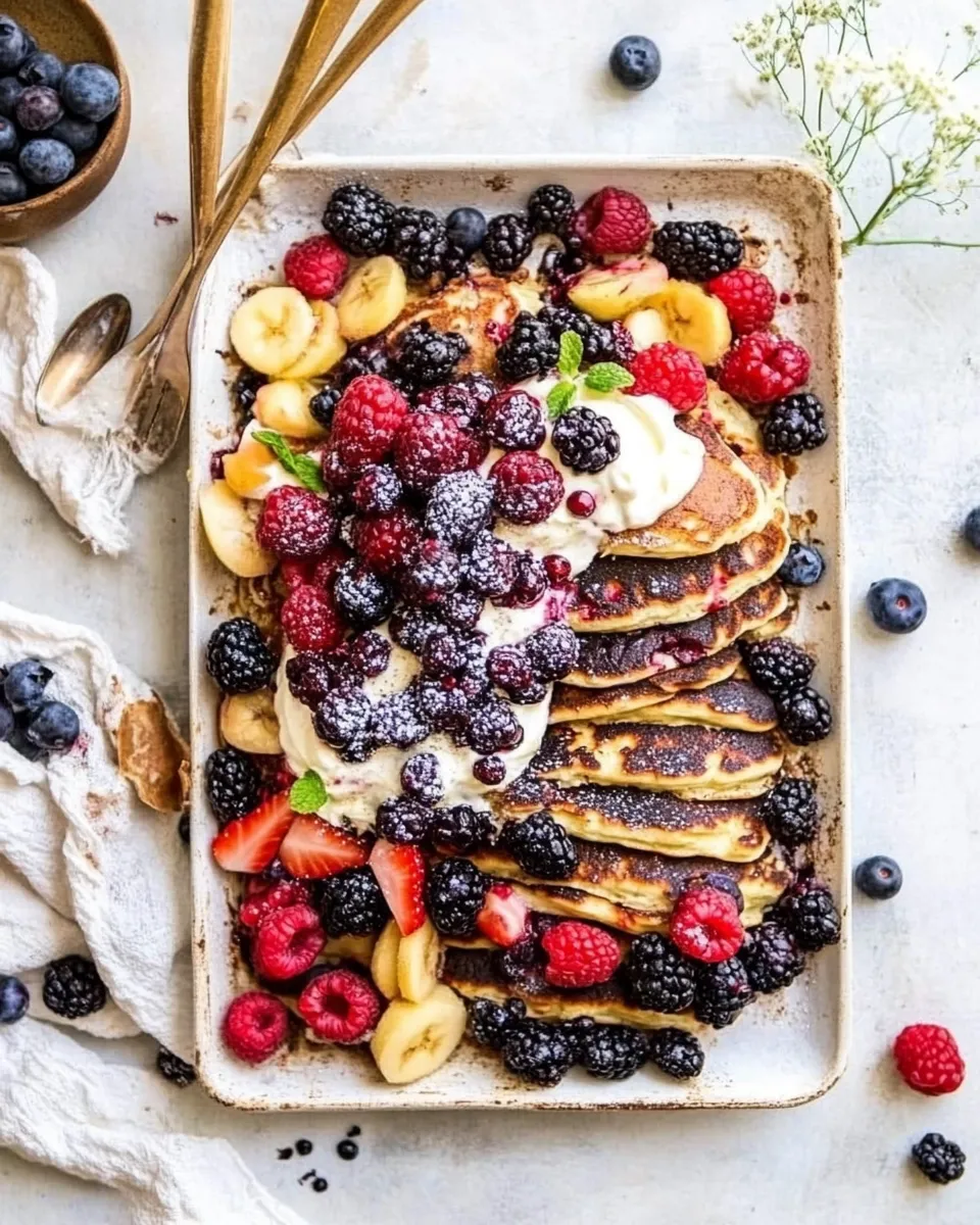 Homemade Yogurt Sheet Pan Pancakes with Mixed Berries photo