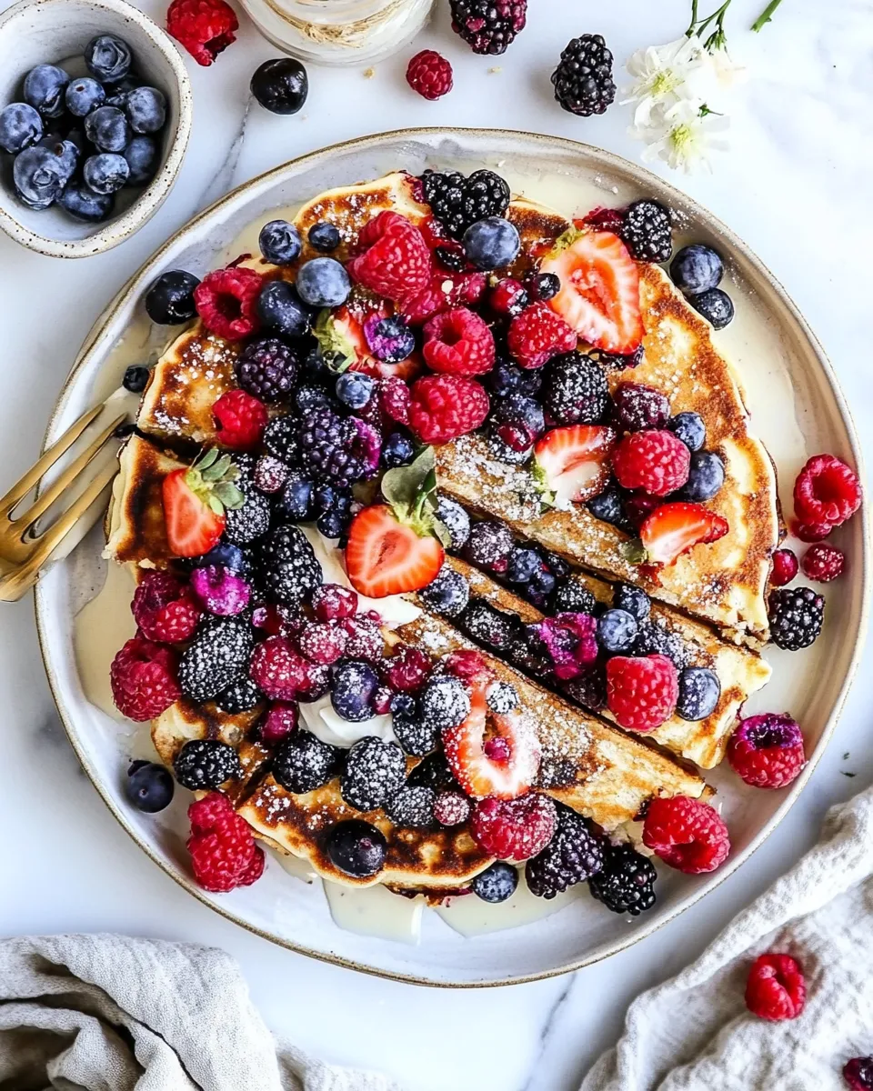 Easy Yogurt Sheet Pan Pancakes with Mixed Berries image